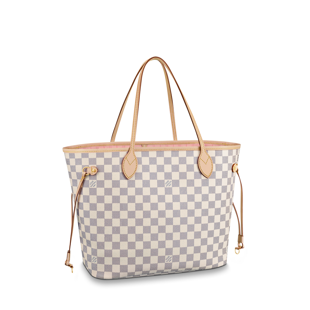 Louis Vuitton NEVERFULL MM Damier Azur Handbag N41605 Rose Ballerine